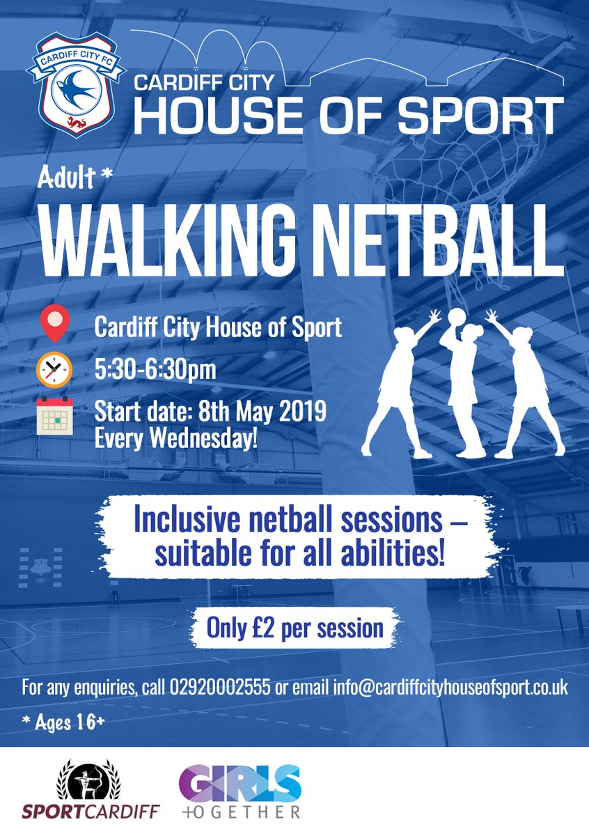 🚶‍♀️ | In partnership with @SportCardiff, we're bringing adult Walking Netball sessions to House of Sport! 👍

First session starts on Wednesday 8th May. 📅

More info 👉 bit.ly/2Vfgm9l

#WalkingNetball #GirlsTogether