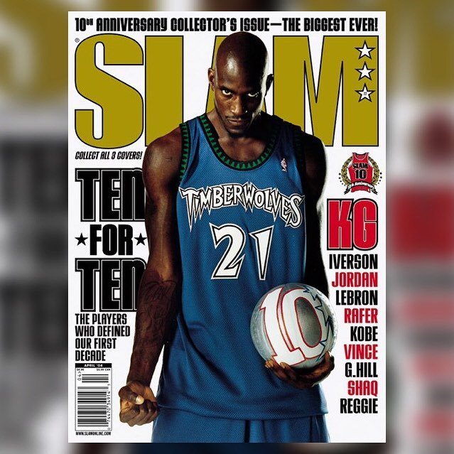 everydamnslam's tweet photo. 77b. #kevingarnett alternate cover (Allen Iverson or Shaquille O'Neal) #slam #myslam #slammagazine #MinnesotaTimberwolves #timberwolves #kg #obf #thebigticket #hoopstagram #nothingbutnet #basketballneverstops #ballislife https://t.co/s2LaWNeVGA https://t.co/WiYk3k6t2c