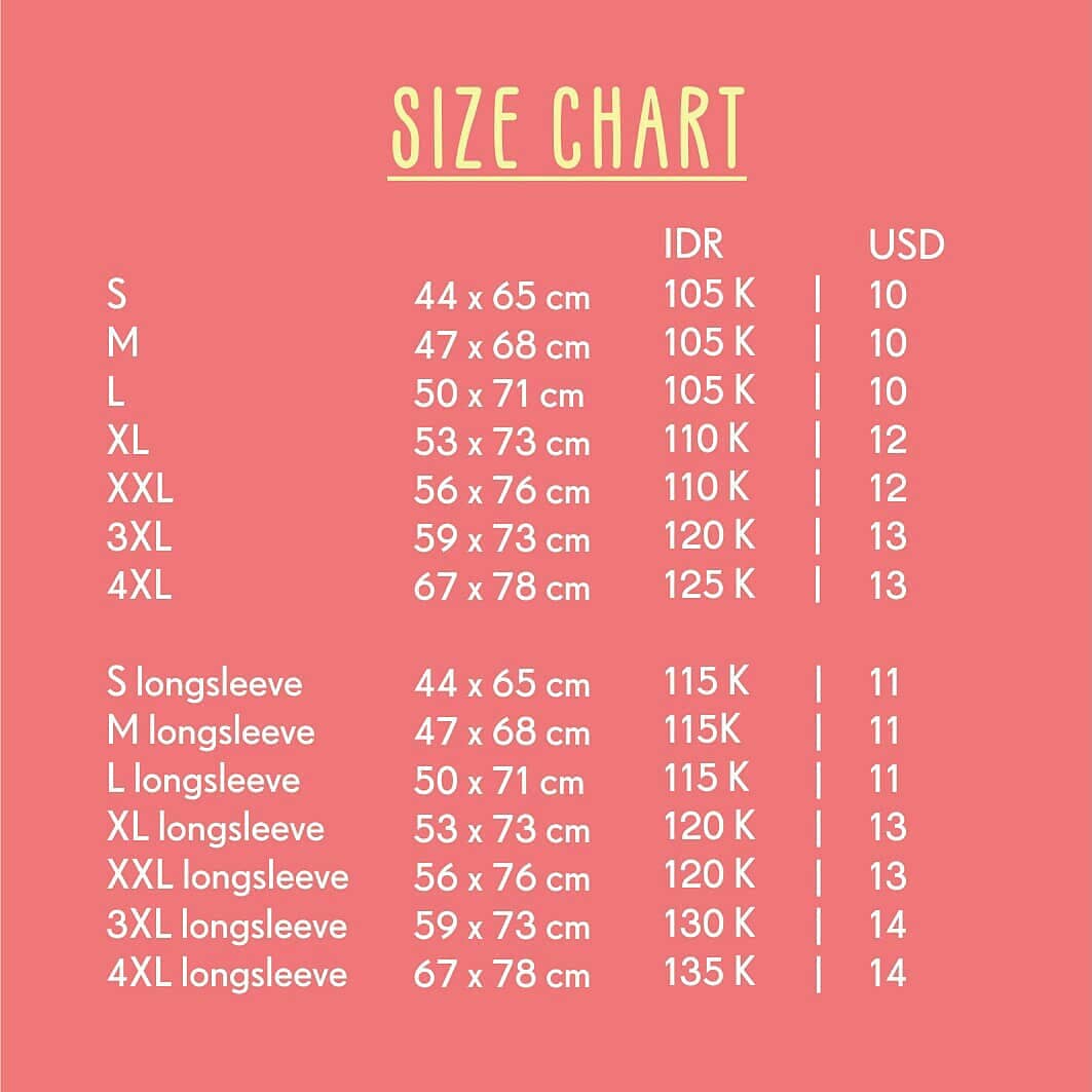 Screen Printing Size Chart