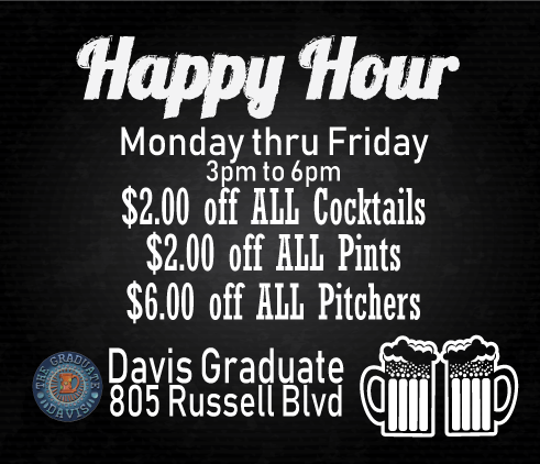 Happy Hour Monday to Friday from 3pm to 6pm