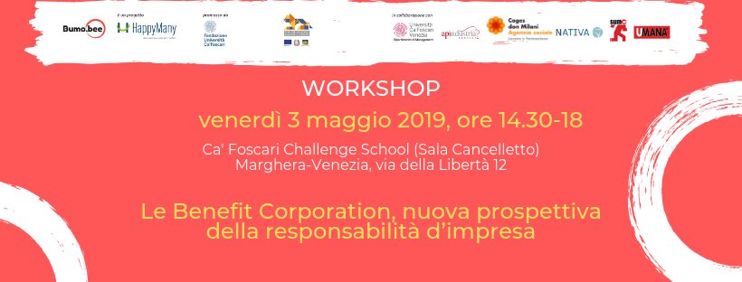 Il workshop "Le Benefit Corporation, nuova prospettiva della responsabilità d’impresa" offre un aggiornamento sul lavoro di ricerca in corso e sui risultati preliminari di BumoBee “Business Models for Benefit Enterprises”

Dettagli e iscrizione: bit.ly/BenefitCorpora…