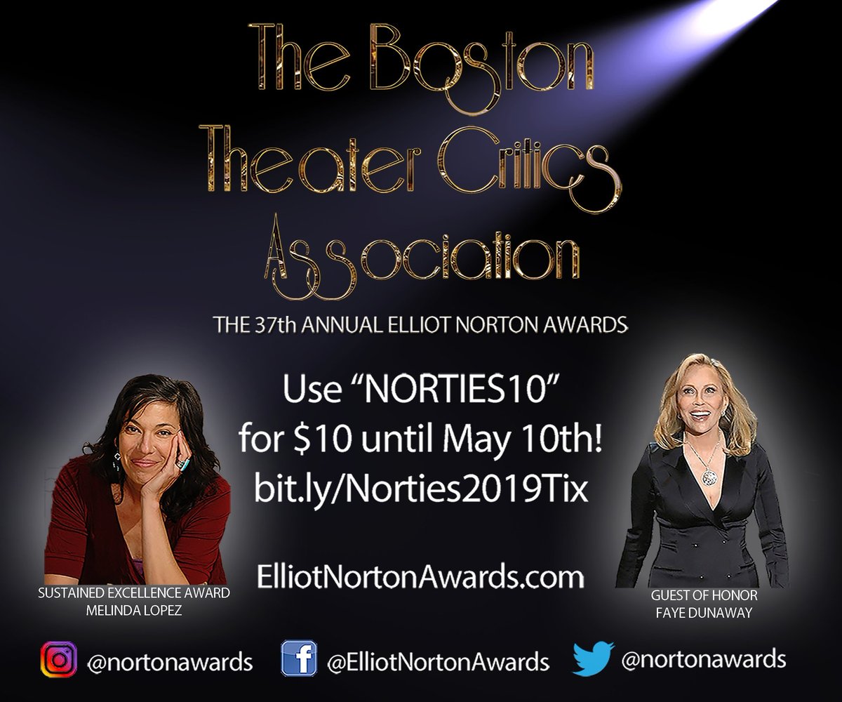 #MakeitHappenMonday! Get your tickets today!

Use 'NORTIES10' for $10 off until May 10th!

bit.ly/Norties2019Tix

@JoyceKulhawik @stagesource  @playbill @theatermania

#Norties2019 #ElliotNortonAwards