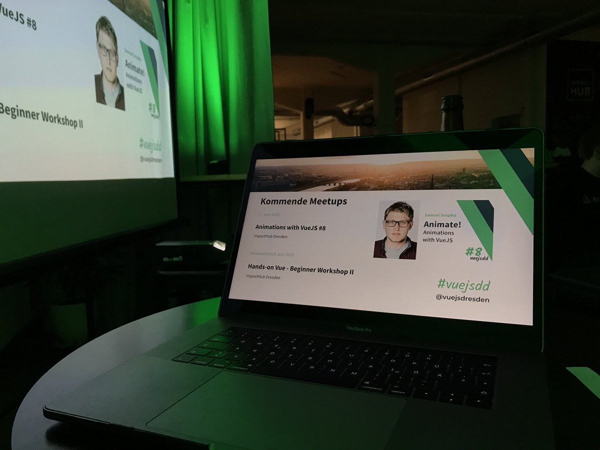 vuejsdresden's tweet image. Während wir hier noch über Nuxt diskutieren, schon einmal ein kleiner Ausblick auf unser nächstes Meetup am 17. Juni! @SamuelSnopko reist extra für uns nach Dresden und berichtet und alles über Animationen mit #vuejs und #Nuxtjs