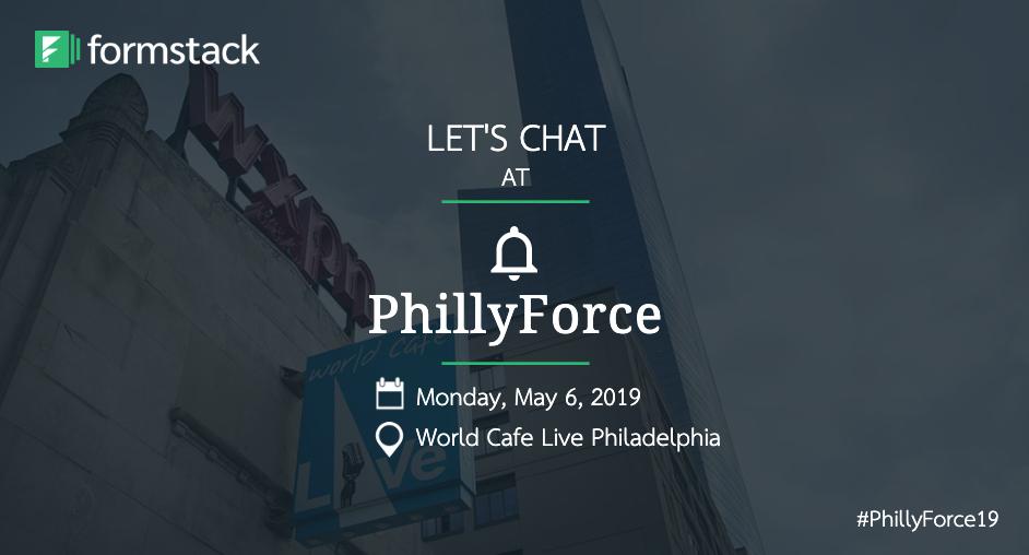 Formstack's tweet image. We&apos;ll be at the 7th Annual #PhillyForce19 Conference a week from today! Join us and many others for a day full of presentations, speakers, free breakfast and lunch, and a networking Happy Hour!

🗓:  bit.ly/2Vrfr9p

#SalesforceCommunity #FormstackSalesforceApp