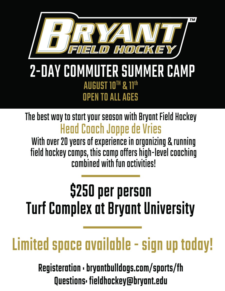 Don't forget about our two-day commuter summer camp!
Register today! ā¬ļø
http://bit.ly/FH-Summer-CampĀ
#GoBryant