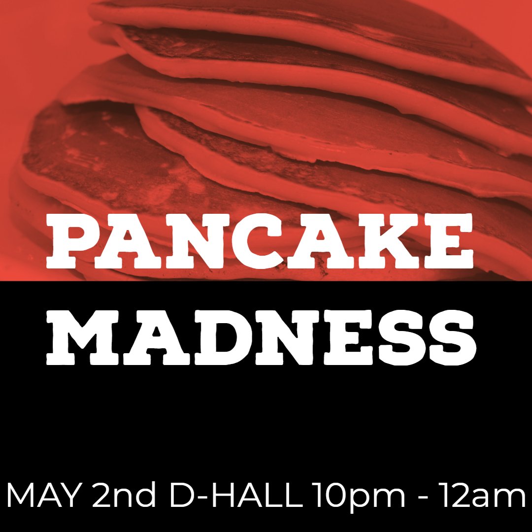 PC_EATS's tweet image. Start getting ready for Pancake Madness! May 2nd at D-Hall from 10pm - 12am! All-You-Can-Eat breakfast, DJ &amp;amp; more! Don't miss out!