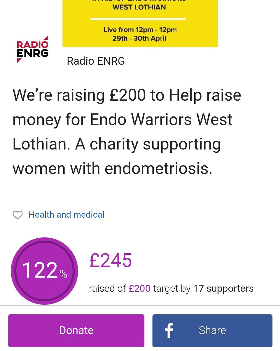 RadioENRG's tweet photo. Look at your guys go!! 

We have already passed out target total of £200 and the donations keep coming. 

We still have 16 hours left for our 24hr charity broadcast in aide of @endowestlothian 

THANK YOU EVERYONE WHO HAS DONATED

#ENRG24 https://t.co/JBJGK5xZXQ
