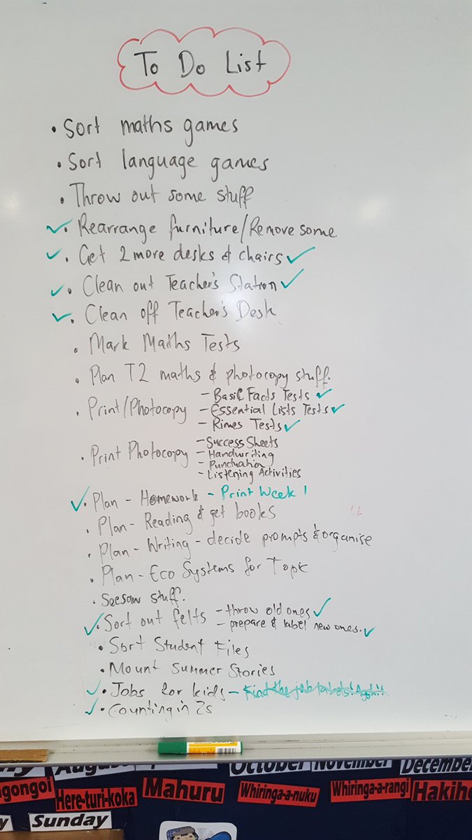 melulater's tweet image. Well the #termbreak is now well and truly over. In the end on Sunday, by the time I left at 6:45pm I had achieved this on my list. Not too bad... but now it is #termtime #termtwo so I have a lot to do. #ItsTimeNZEI #KuaTaeTeWa #bringingoutthebest #IAmWorthMore