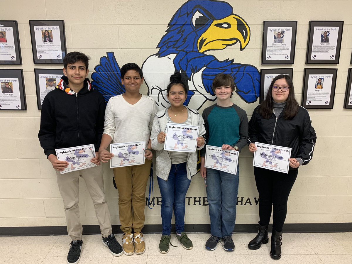 Congratulations to the April 8th Grade Jayhawks of the Month! The are fantastic examples of The Jayhawk Way!