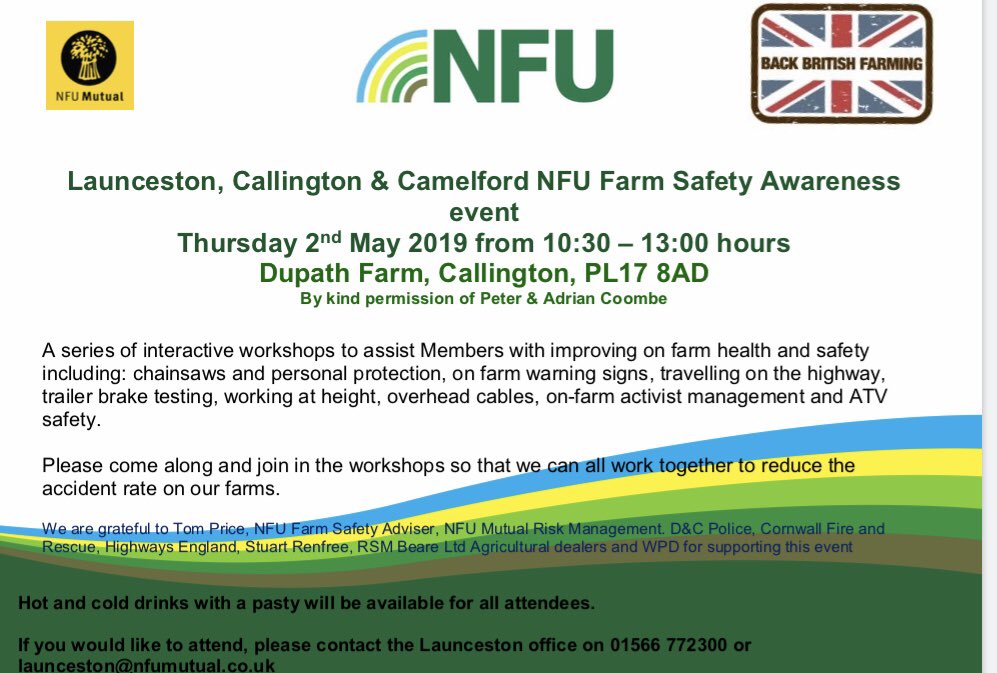 SmaleRowland's tweet photo. A subject so incredibly important &amp; close to my heart that we all remember the importance of farm safely in our busy lives. Please try and find time to attend this very informative &amp; useful day. Contact the office to book you place. @NFUsouthwest #farmsafety #buckleupforiceman https://t.co/8yIKchve4D