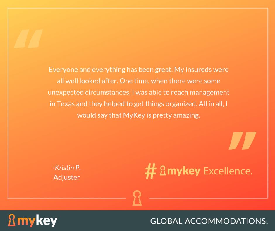 MyKeyGlobal's tweet image. Thank you to our MyKey Global Accommodations client Kristin P. for her kind words! We appreciate you. #MyKeyExcellence #Testimonials #CorporateHousing #InsuranceHousing #CustomerSatisfaction #ServicedApartments