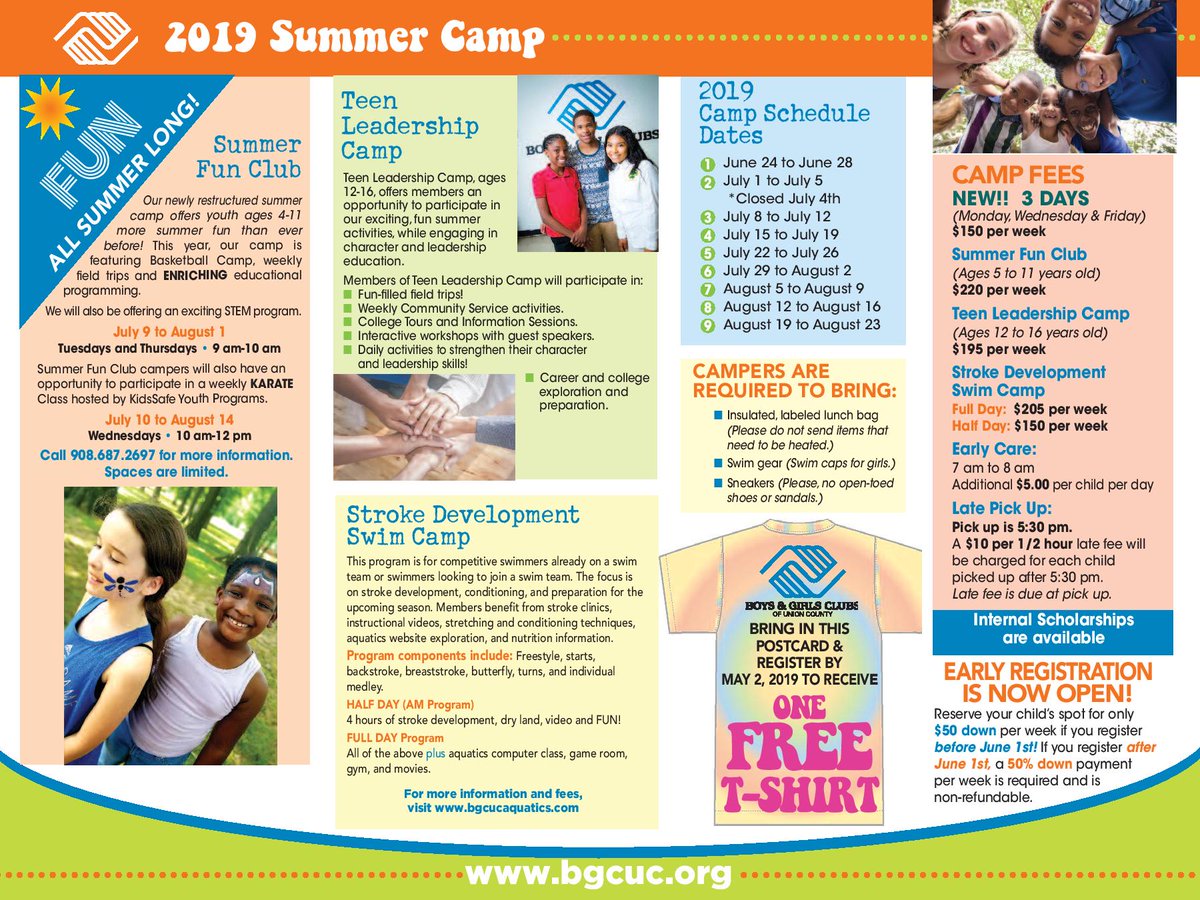 BGCUC_NJ's tweet image. Are you ready for Summer Fun Club? Swim instructions, trips, teen leadership, career development, and more. Check out what&apos;s happening at our Union Club this summer. Register NOW to guarantee your space. Questions? Call 908-687-2697 X101
#bgcuc #summerfunclub #teenleadership