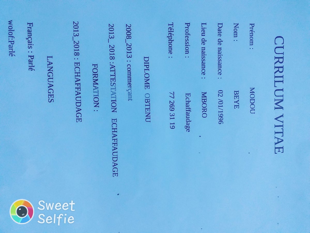 Modoubye2's tweet image. Ce sont mes CV pour échafaudage