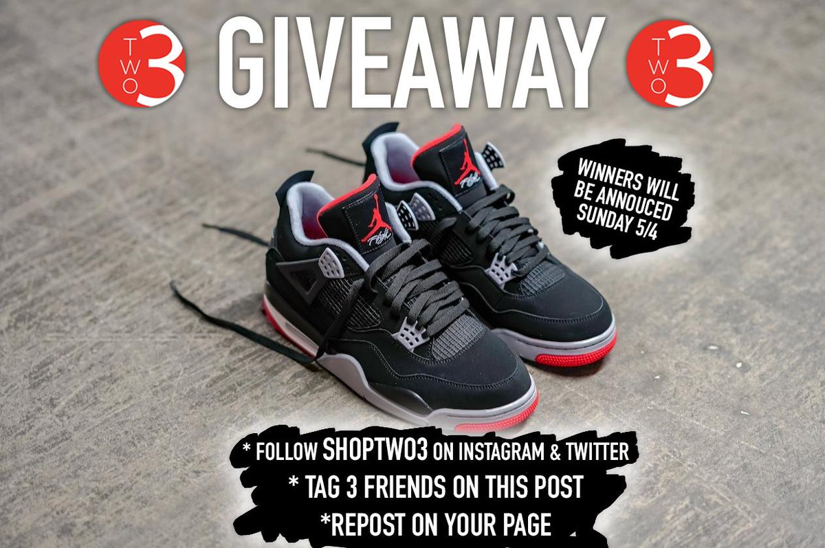 ShopTwo3's tweet image. Free Bred 4s!! FOLLOW TAG AND REPOST!! 
 #MjMondays #Shoptwo3 #Wejustdoit #Giveaway #Jordansdaily #jumpman23 #Bred4 #Jordanbred #Supreme