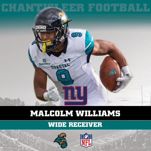 Congratulations to <a href="/Malcolm_W10/">malcolm williams</a>  as he heads to New York to pursue an NFL career! Coastal Football is proud of you! #BAM #ChantsUp