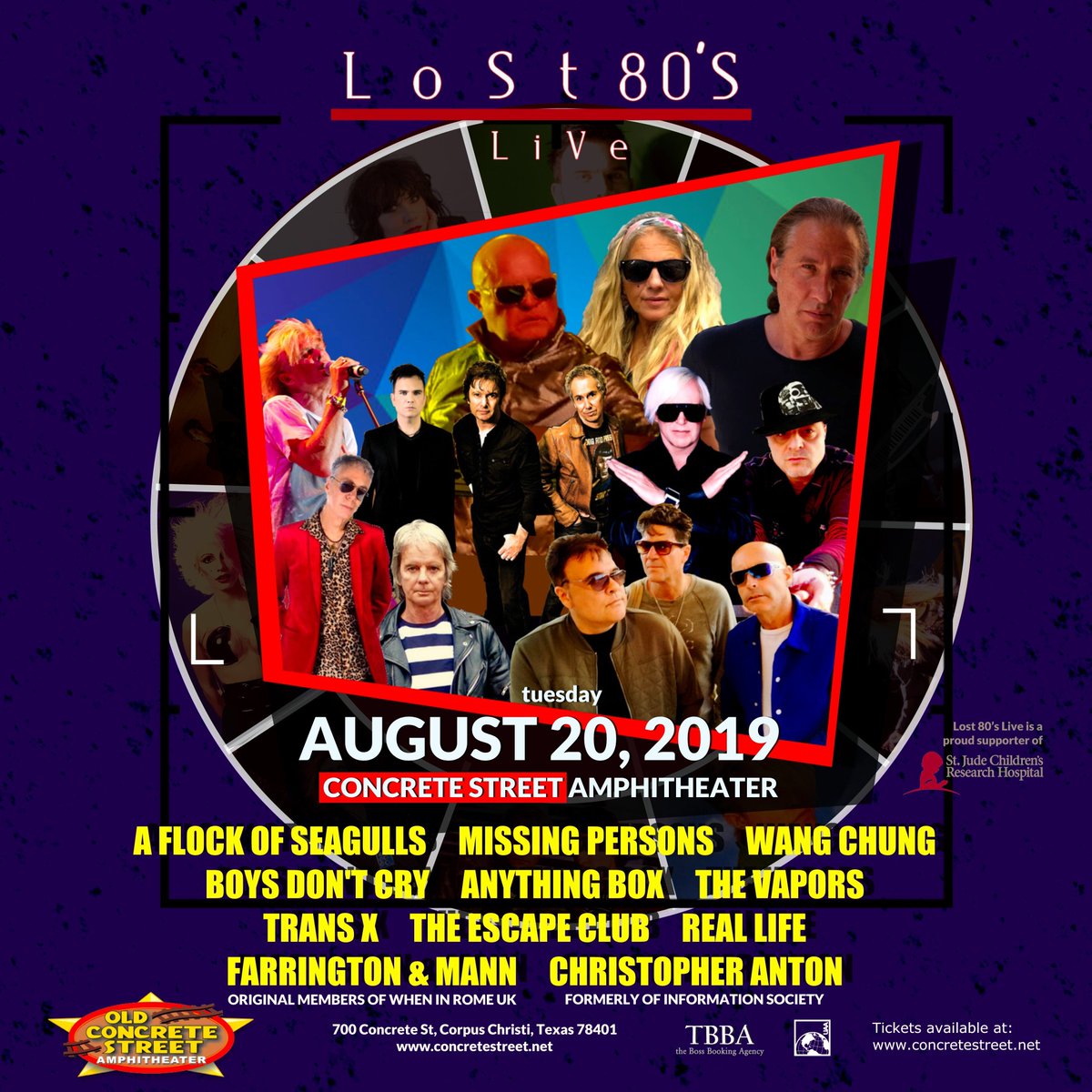 ConcreteStreet's tweet photo. 🚨 JUST ANNOUNCED 🚨   @Lost80sLive is bringing their tour to Concrete Street Amphitheater on August 20th! Let's take it back to the 80's Corpus Christi! 😎🕺 ⚡ 

🎟️ on sale Friday, May 3 at 10:00 AM! https://t.co/HYWLbGwNlE