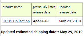 LimitedGameNews's tweet photo. The release of the retail version of #OpusCollection for #NintendoSwitch has been pushed back to May 28th apparently as we have been informed by Play-Asia.

@switch_island #SwitchCorps #Nindies https://t.co/ugqKYFFG5j