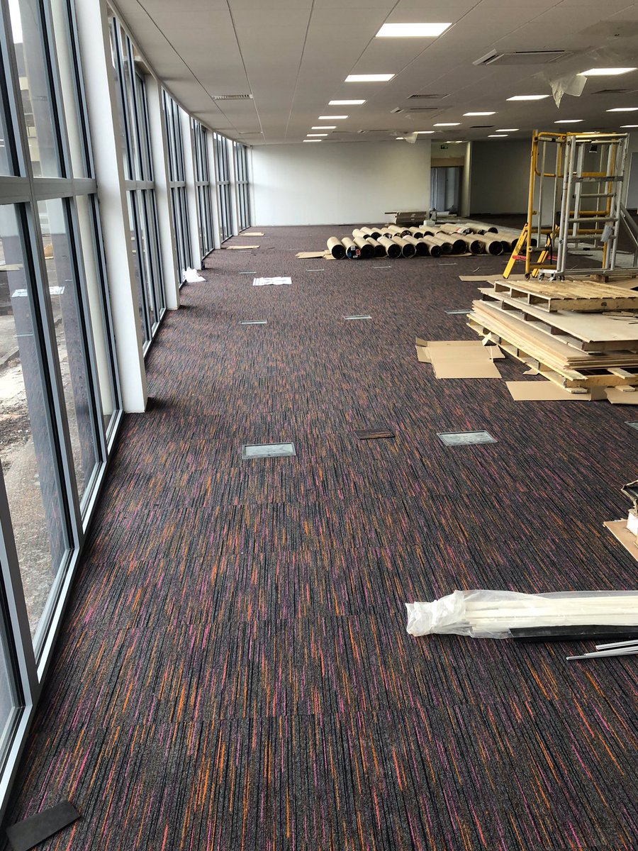 WintonFlooring's tweet photo. @paragoncarpets 4000m2 Paragon Strobe laid at Gold medal travel, Leyland for office visions. you can but Paragon Strobe from Flooring Supplies Direct £76.00 ex vat per box #paragonfloors #paragonflooring #officeflooring #officecarpettiles #officeflooring #commercialflooring https://t.co/b8HrRomaV2