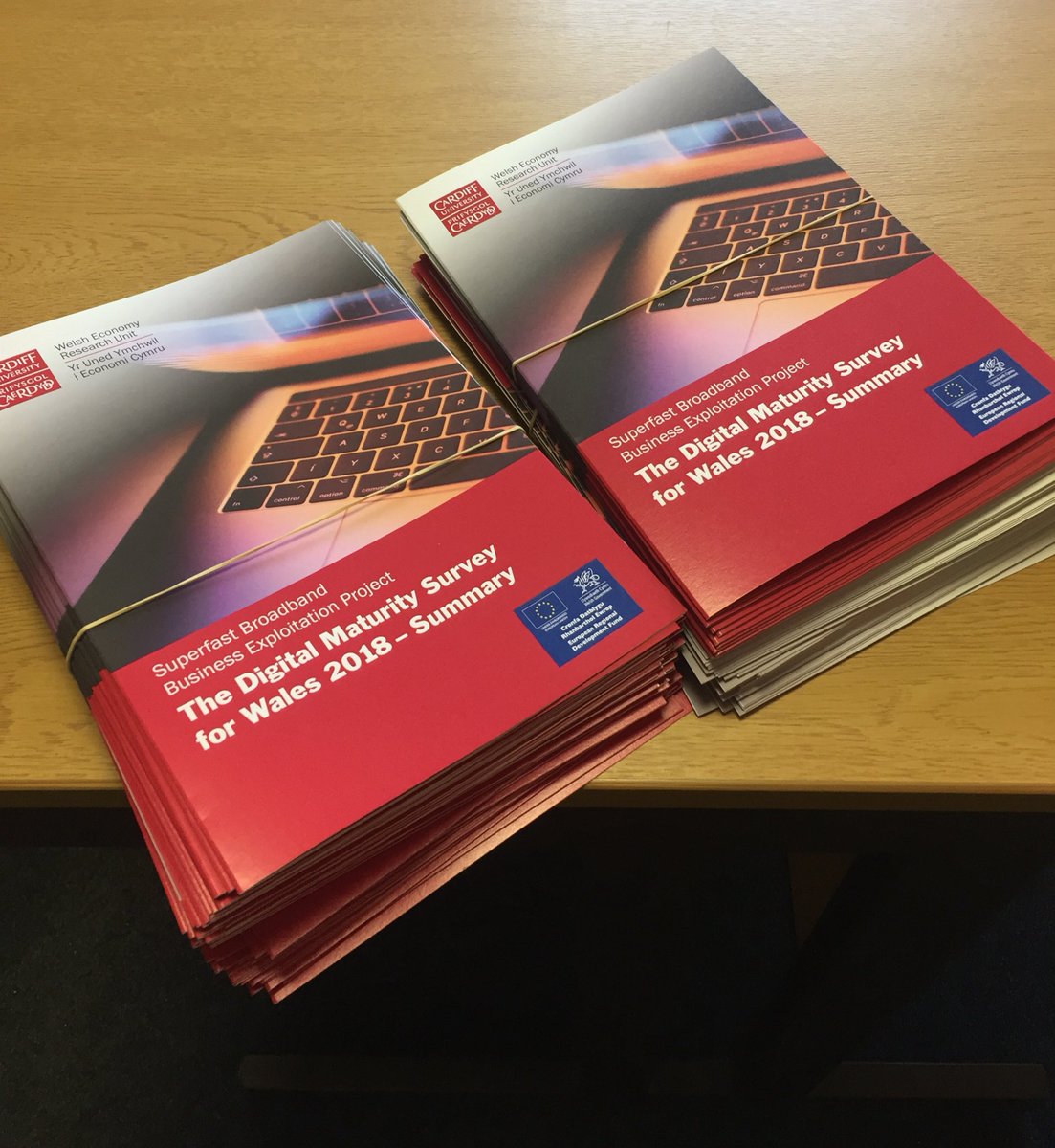 CUWERU's tweet photo. Copies of our Digital Maturity Survey for Wales 2019 have arrived 😀 Ready for publication on 1st May #digitalmaturitywales https://t.co/ss0bpxXPTE