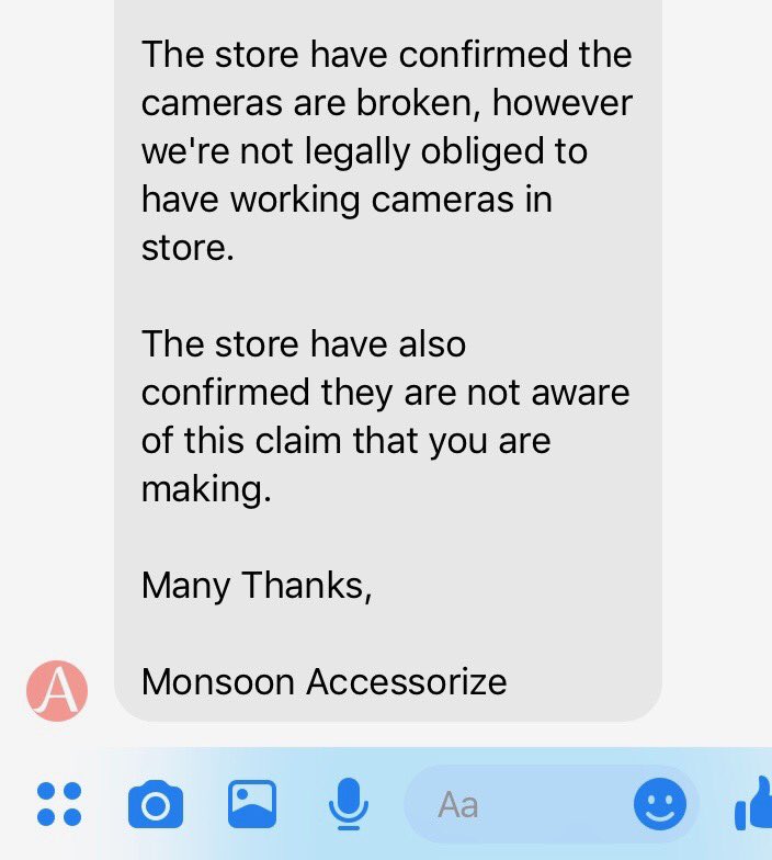 Skittlerani's tweet photo. @MonsoonUK @Accessorize #bondstreet what’s the point of cameras if they don’t work looks like they are more for show than for surveillance https://t.co/gerWaEx4nJ