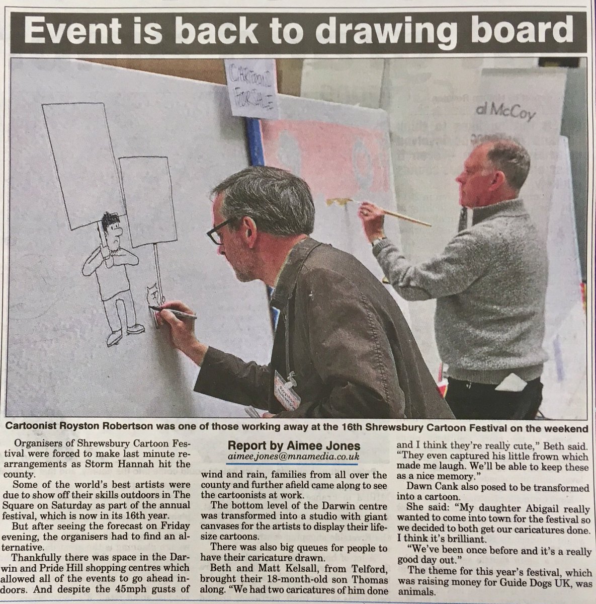 marshallcartoon's tweet photo. IN TOON FEST NEWS: @roystoncartoons plus #johnlanders ‘drawing in the crowds’ at #ShrewsToon19 @ShrewsToonFest
From the @ShropshireStar
: https://t.co/8eprZ5RVRE