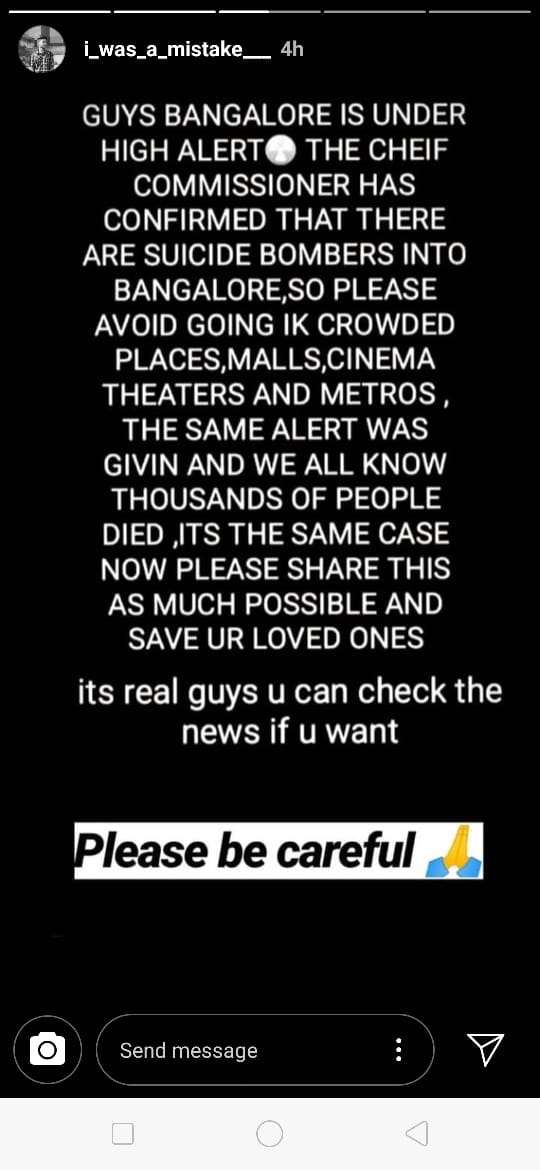 This is fake message.  All citizens are requested not to heed to such false messages. All are also requested not to forward and circulate this message.
