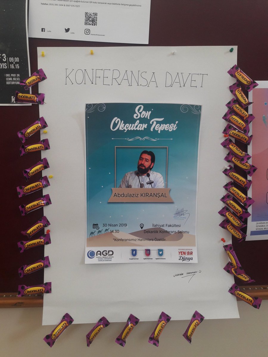 Yarın büyük gün 📣
<a href="/AKIRANSAL/">Dr. Abdulaziz KIRANŞAL</a> hocamız ile olan konferansa tüm hanım kardeşlerimiz davetlidir. 
📍 İstanbul Üniversitesi İlahiyat Fakültesi Dekanlık Konferans Salonu 
📆 30 Nisan 2019, 14.30 
#KutülAmare #gündem #SONDAKİKA #AGD #MGV #KardesCocukları #kardes #muhabbet #MilliGazete