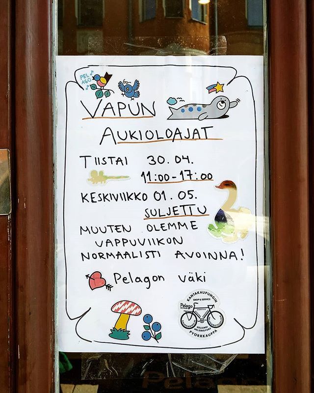 PSA: Ollaan auki huomenna vappuaattona klo. 11–17! Vappupäivänä ollaan nauttimassa lämmöstä ja auringosta, eli kiinni. Loppuviikosta sitten taas ihan normaalisti auki 🌞 bit.ly/2UJey7D