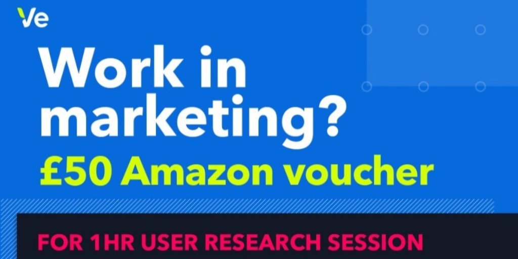 Ve_HeadQuarters's tweet photo. Calling all marketers! Do you work for a retail brand? Can you spare 1-hour to take part in a #userresearch session in exchange for a £50 voucher? If so, click below to help us shape the future of our products.

https://t.co/Q4IbMepzEi

#retailmarketing #productdesign #UX https://t.co/DLVJluYTVt