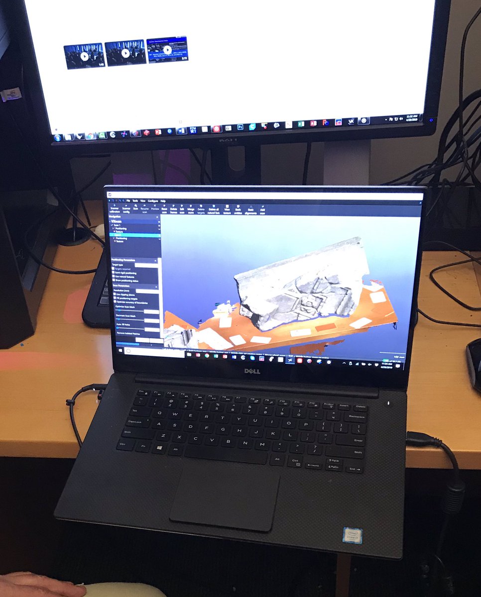 fairfieldfound's tweet image. Today we were at VCU’s #VirtualCurationLab where Dr. Bernard Means scanned our late 17th-century marble mantel from Fairfield (set in a bed of concrete). Ashley McCuistion will take the digital files and assemble a complete mantel that we can scale and use in our model.