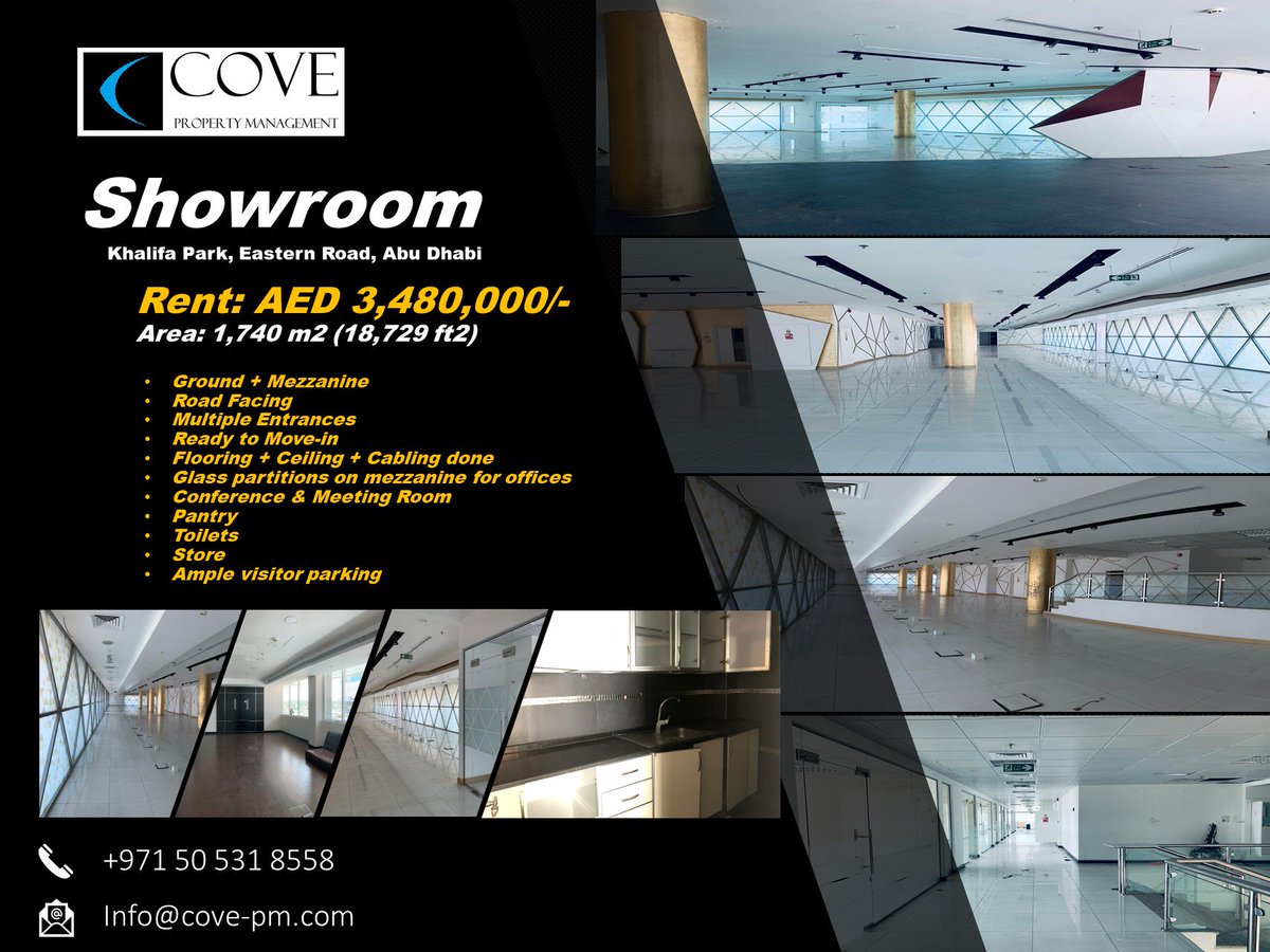 Ready to move-in #Showroom #ForRent in #AbuDhabi

#retail #commercial #showroomforrent #abudhabishowroom #fittedshowroom #readytomovein #khalifapark #lease #rentshowroom #officeforlease #retailforlease #commercialproperty #covepm #teamcove #covepropertymanagement #coverealtors