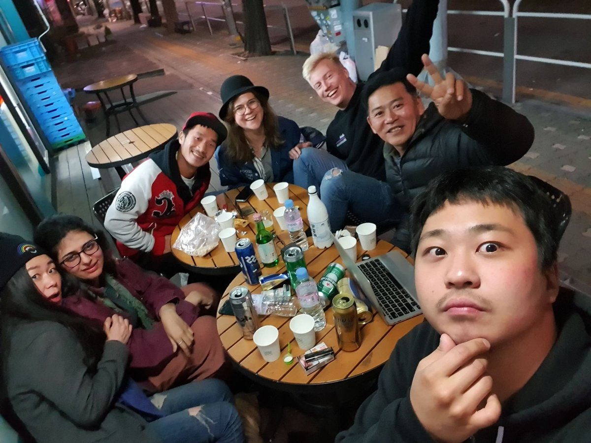 ikirudakesa's tweet photo. My last night in my 4 years fucking trip in korea!! I met my cracking friends in India and Tanzania. Drink again!!! It's happy night!! Arigatou everybody!!! https://t.co/FZw1Hjhzu2