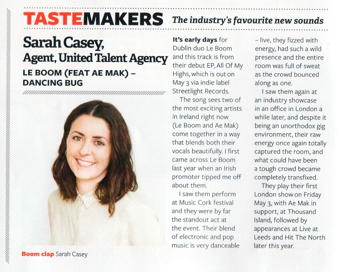 bdimusic's tweet photo. "The song sees two of the most exciting artists in Ireland right now Le Boom and Æ MAK" Special thanks to Sarah Casey for her piece on #DancingBug🐞 in @MusicWeek's #Tastemaker article! 📖🎶 https://t.co/4YeMtG6icD