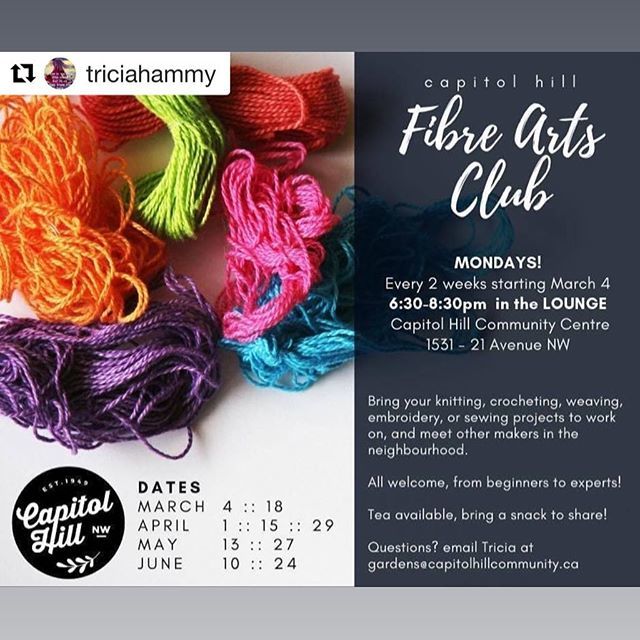 It’s fibre arts club night at the Capitol Hill Community Association! Tricia can’t be there tonight so I’m taking over the hosting duties. I hope to see you all there again, it’s always such a nice evening. 
#ifttt bit.ly/2GM15Hj