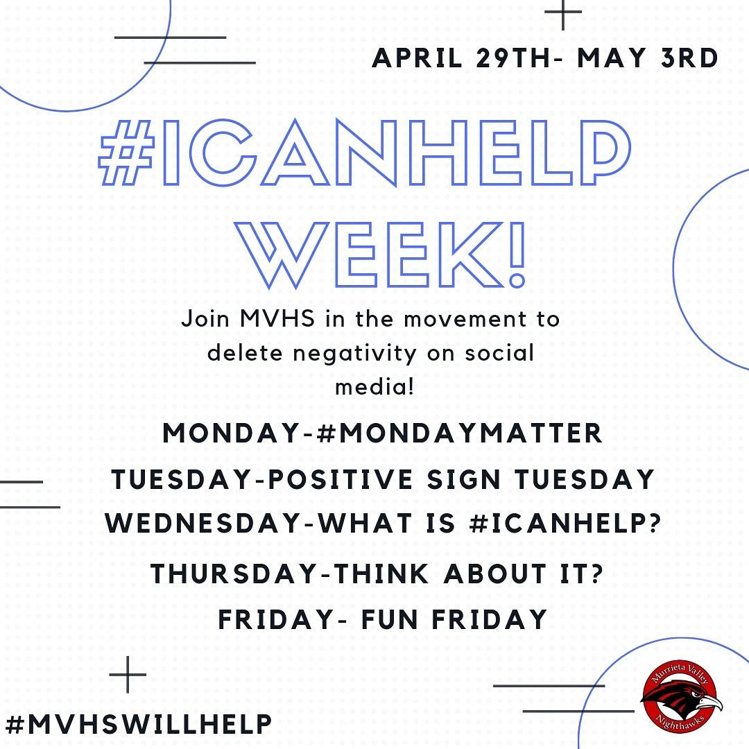 MVHSwillhelp's tweet photo. Happy Monday Nighthawks!!
#Mondaymatters as we lead into our #icanhelp week!!! https://t.co/d3VvUB84zt