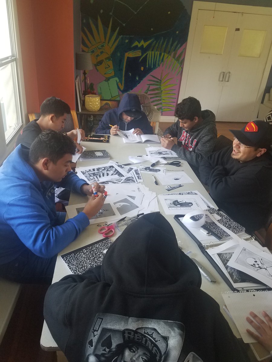 fitz_gibbons's tweet photo. The young men are all from Central America and are currently seeking asylum. An exhibition of their work will be at the Dock Space Gallery Annex for the 2nd Saturday Artwalk on May 11th. The exhibition "Soñando Despierto- Dreaming Awake" will also have several San Antonio artists https://t.co/lLAH442GFG