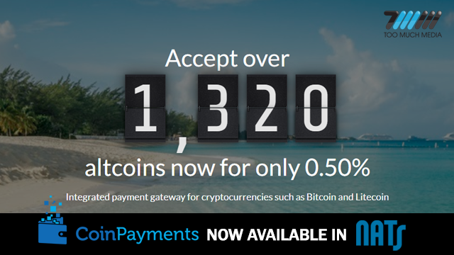 TooMuchMedia's tweet photo. Too Much Media, the leading #software provider for #digital #subscription sites is happy to announce the addition of @CoinPaymentsNET as a #cryptocurrency payment solution in the #NATS platform.  Accept over 1300 #altcoins for only .5% https://t.co/Tg7cZAi5LI