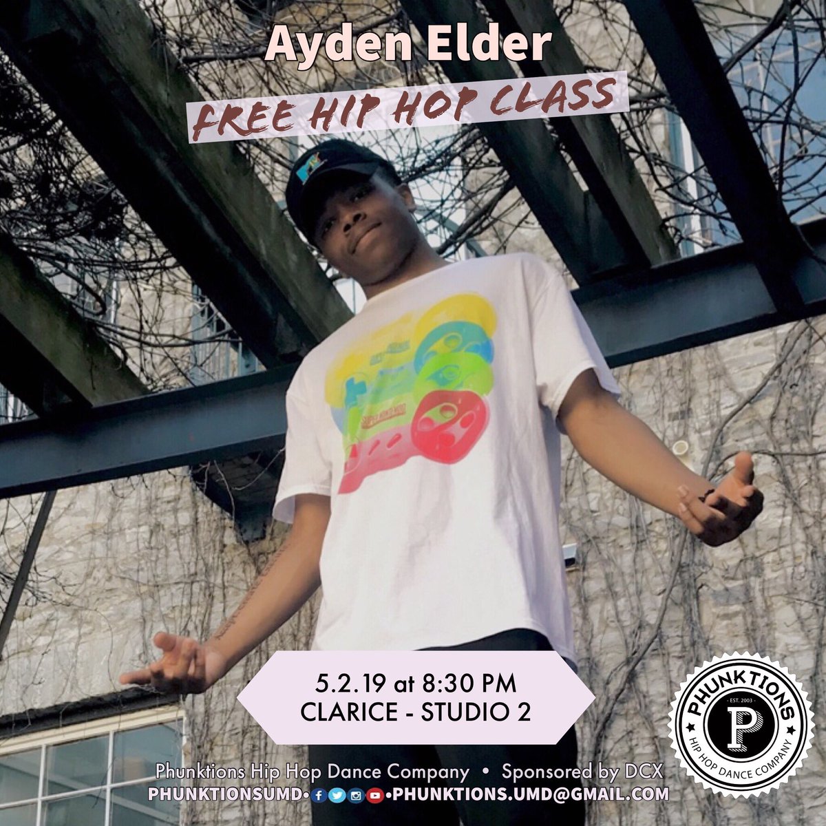 Yooooo we’ve got THE <a href="/aydenelder__/">Ayden Elder</a> teaching class this week!!🔥😱 #comephunkwithus on Thursday at 8:30pm in The Clarice, Studio 2😁🕺🏽