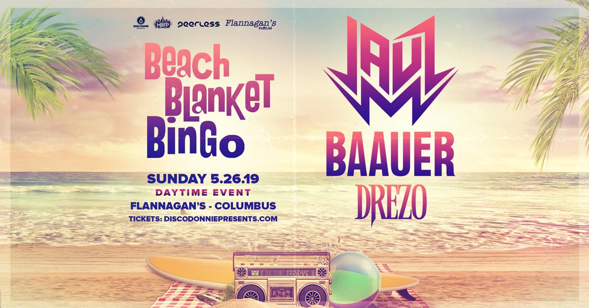 DiscoPresentsHQ's tweet photo. Tickets are on sale now for Beach Blanket Bingo with @Jauzofficial​, @baauer​, and @drezomusic​ at @FlannagansDub! See you on May 26, grab tickets now: https://t.co/NH9xtPhhnl https://t.co/zwDWNHzAOE