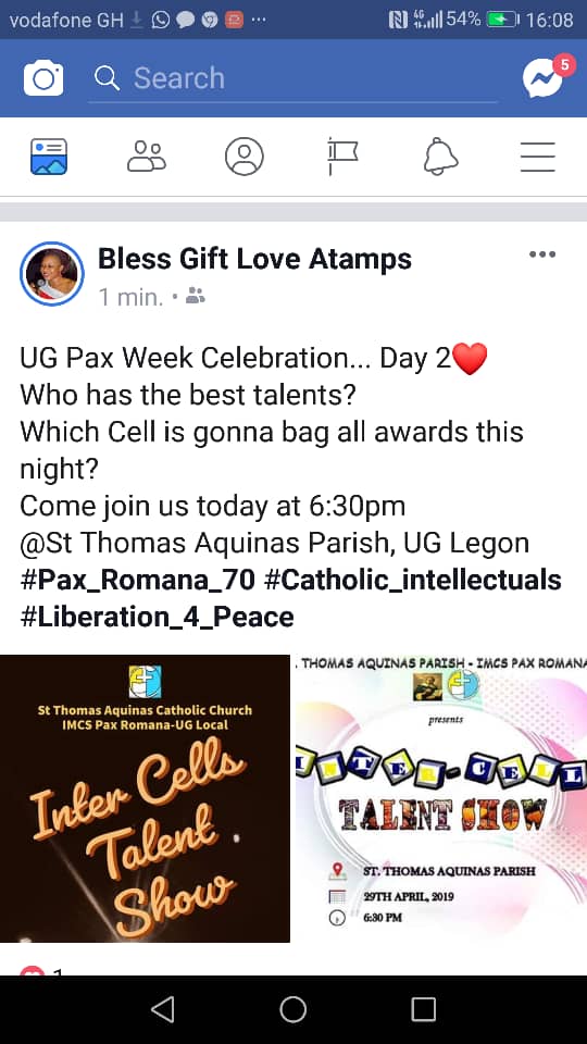 koo_boama's tweet photo. Pax week'19
A whole lot of fun, educative and spiritual activities outlined for us. Don't miss out. Lookout for the venues of the various events.
#Paxweek2019
#AlumniHomecoming
#HolisticFormation
#It'sbegan https://t.co/eFLjZ4sQqW