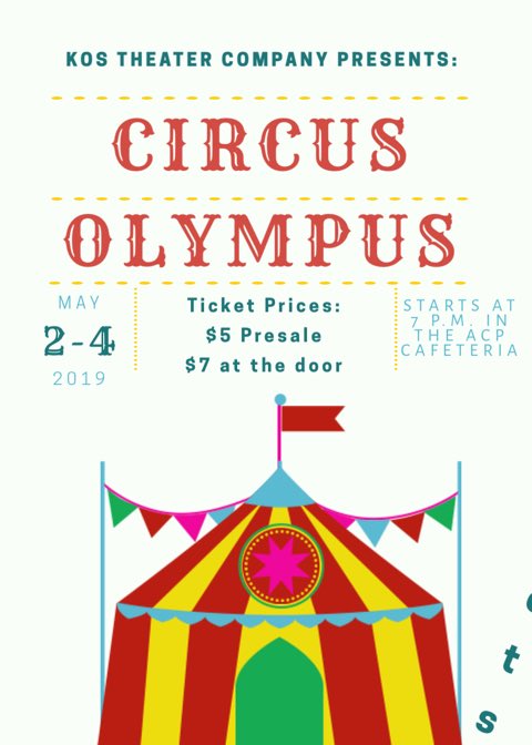 don’t forget to come support your fellow knights on stage this week! Show days are May 2, 3, and 4 @ 7!!! Pre sale tickets are $5 at the bookstore and $7 at the door! Hope to see you there!!