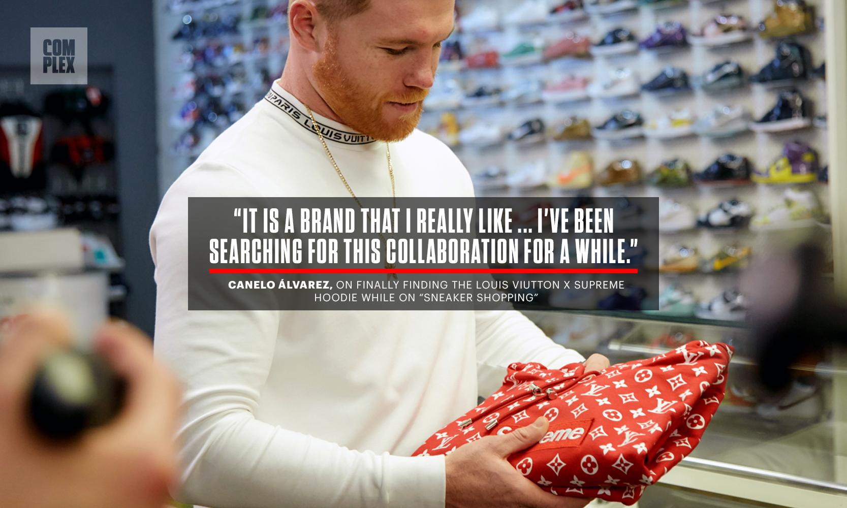 Complex Sneakers on X: .@Canelo has been after the Louis Vuitton x Supreme  hoodie for a while, and he finally got to cop it on Sneaker Shopping.  Watch:   / X