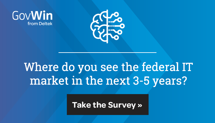 GovWin's tweet photo. Where do you see the #Federal #IT market heading in the next several years? Take the #GovWin survey to have your opinion counted:
https://t.co/EfbwHP9bgw https://t.co/TVWJnhGnoY