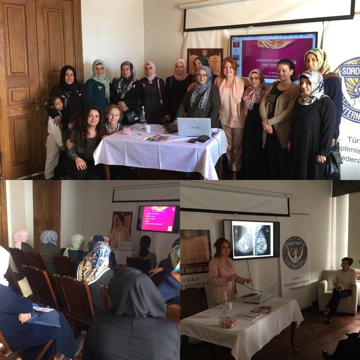 Marmara Soroptimist Kulübü üyesi Prof.Dr.Binnur Önal bu gün Balat Kadınlarına “MEME KANSERİ “ KONUSUNDA bir konferans verdi
Sorularına cevaplar verdi, bilinçlendirdi. Marmara Soroptimist Kulübüne ve Sevgili Prof. Dr. Binnur Önal'a sonsuz teşekkürlerimizle!