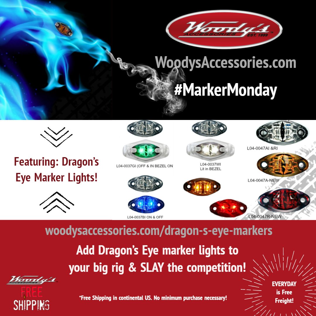WoodysAcc's tweet photo. Marker Monday! https://t.co/tvAznjP8Hi 
 #peterbilt #westernstar #Freightliner #internationaltrucks #Kenworth #trucking #DOTLights #LEDlights #dragoneyes #markers #clearance #IDBars #onlineshopping #buynow #freeshipping https://t.co/2myQgeNkVf