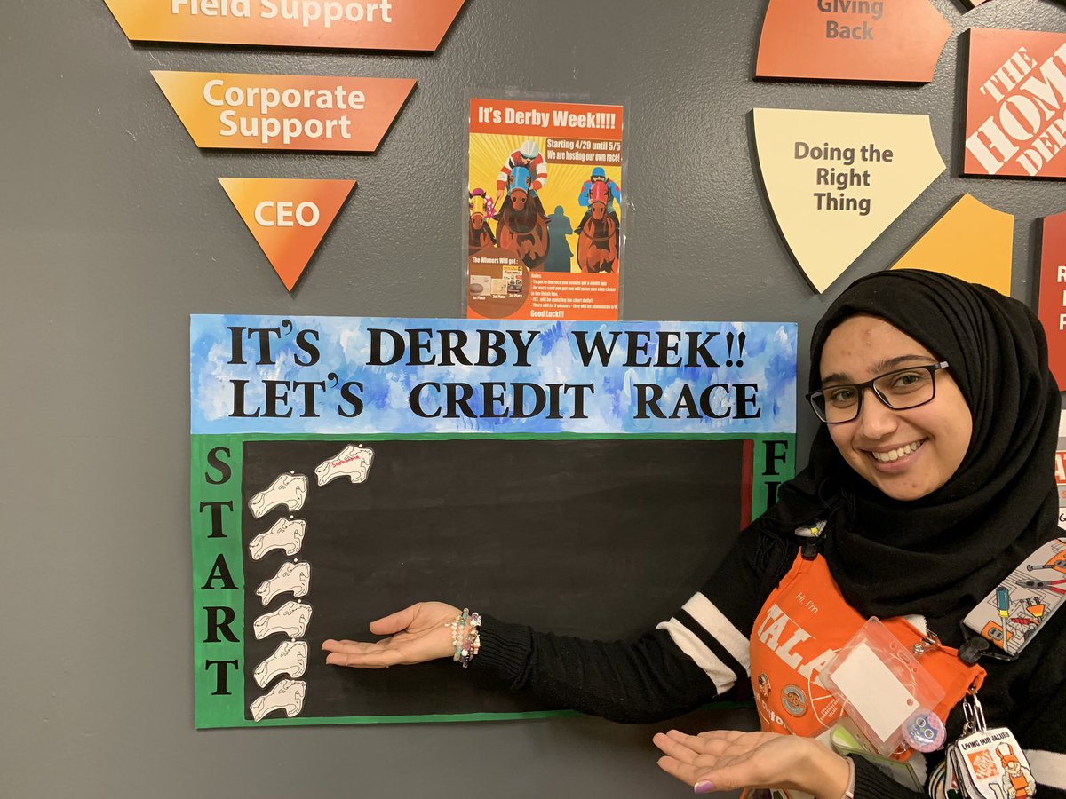 Sabrina_THD's tweet photo. Kicking off Derby with with a Race for Credit! Tala is getting everyone excited with some great prizes and lots of fun!! #EntrepreneurialSpirit #DerbyWeekFun #DrivingCredit @JoeAutry @thd_young @KevinZ_THD @kevinraymerTHD @tala_alasad95 https://t.co/5cNCjlAEq0
