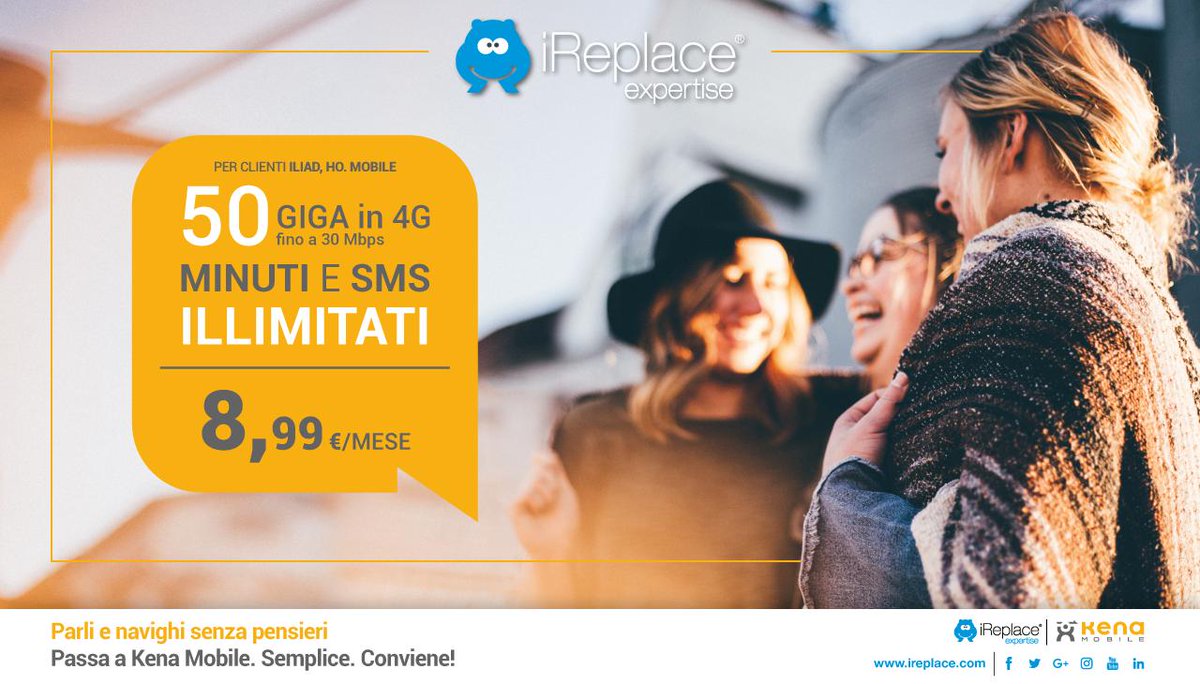 iReplace_IT's tweet photo. Parla e naviga senza pensieri,
grazie a Kena Mobile.

Visita i nostri store e scopri di più su tutte le promo.

#iReplace #KenaMobile #NonSoloRiparazioni https://t.co/JTkDKXtJ0G