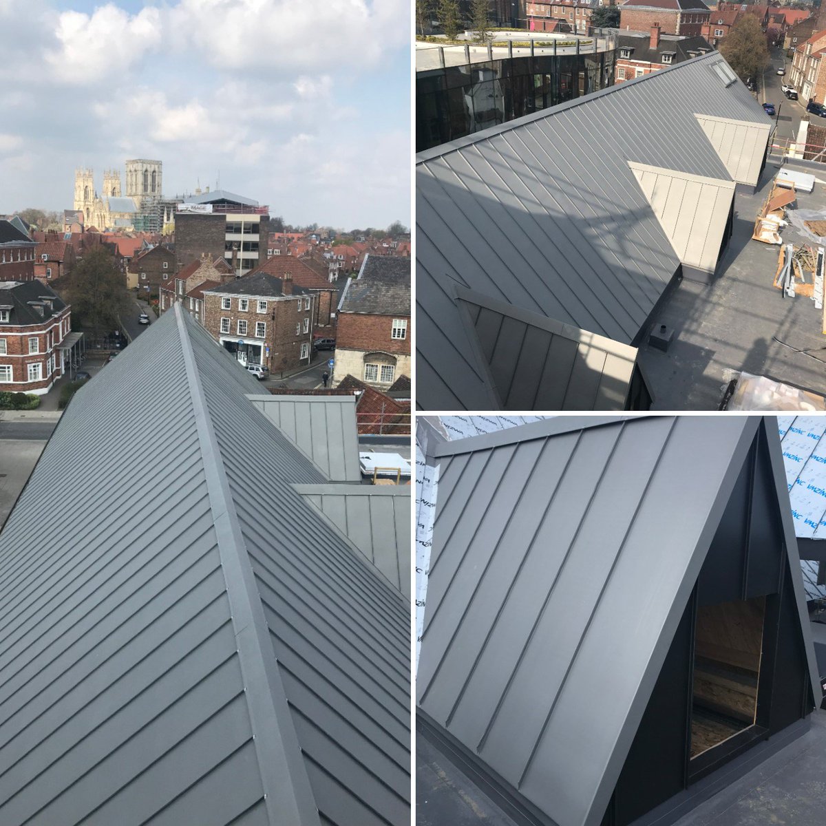 Project Update: We are nearing completion on The Moxy Hotel in York for SIMPSON (YORK) LIMITED  installing VMZinc Quartz standing seam roofing.

Pictures to follow of the VMZinc Quartz shingles to the facade.

#zinc #standingseam #quartz #vmzinc #roofing #simpson #shingles