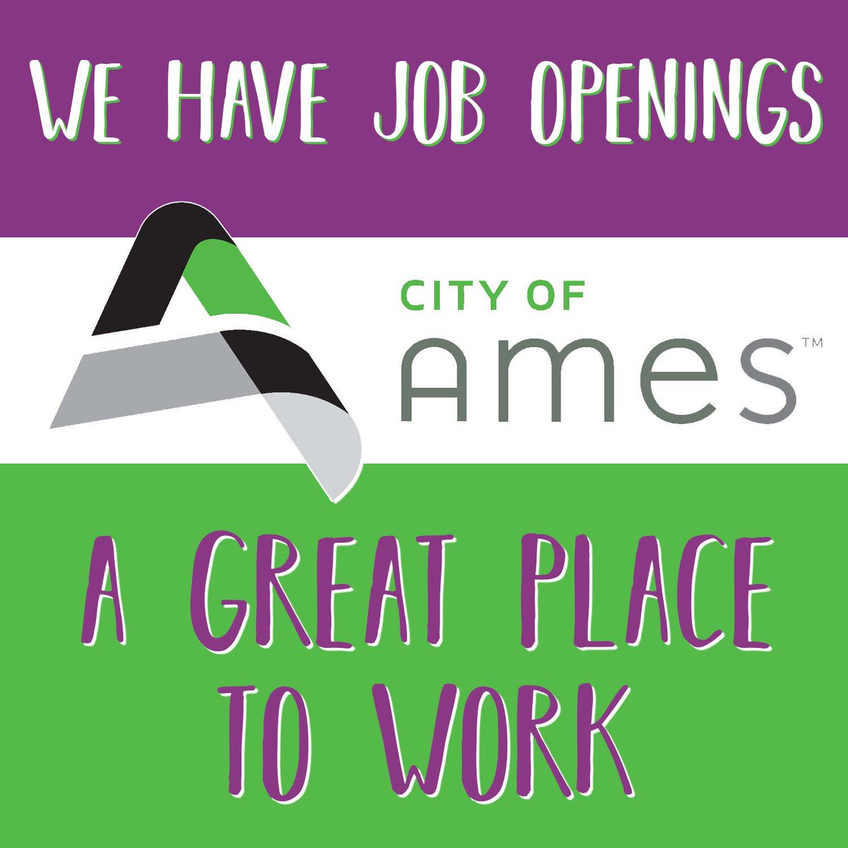 cityofames's tweet photo. City of Ames has job openings! We have part-time, full-time, and temp work. Openings include Cashier, Secretary, &amp; seasonal work with Public Works. For a full list &amp; details, visit​ ​https://t.co/KP8NXjXH8T #AlwaysAmes #SmartChoice #jobs #employment #opportunites #work https://t.co/V9iOk3QEGz