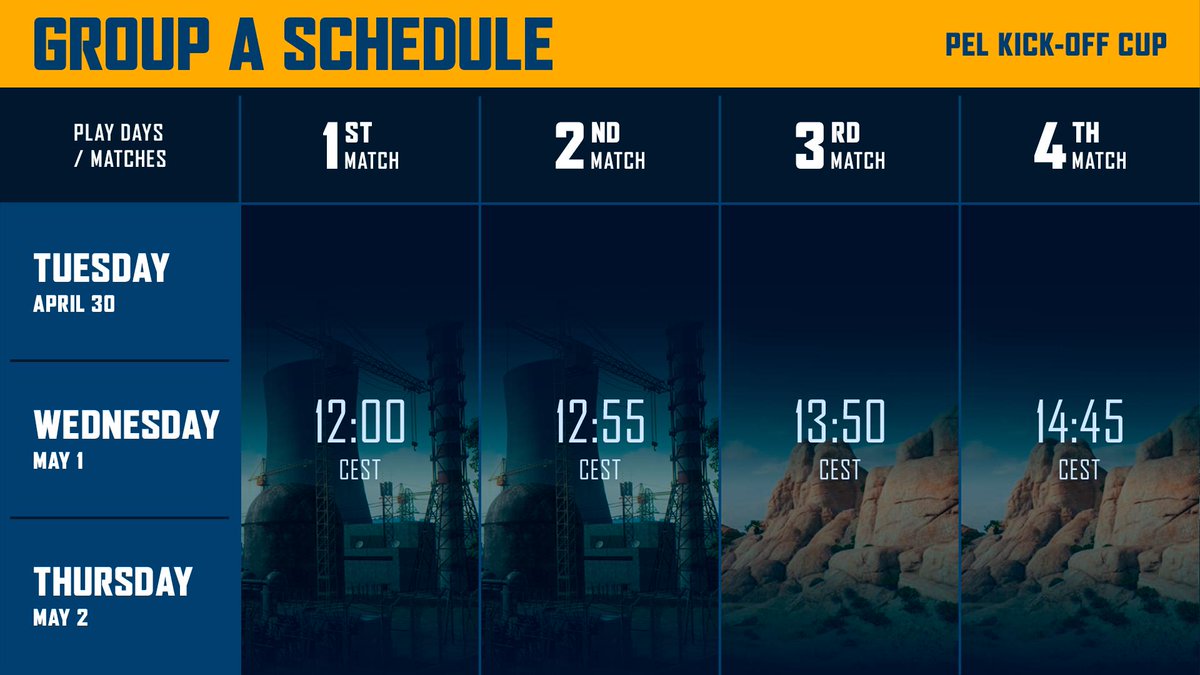 PEL_Esports's tweet photo. This week we are going back to an intense schedule of incredible #PUBG matches with the Kick-Off Cup!

The clash between #PEL and #PEL_Contenders resulted in two Groups and 8 games per-day, so keep an eye on our schedule and don't miss anything: https://t.co/evdM28RKsU

#Esports https://t.co/FDXibhJKjc